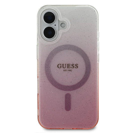 Capa MagSafe para Apple iPhone 16, Guess, IML Glitter Gradient, Rosa