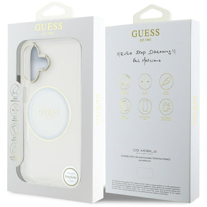Capa MagSafe para Apple iPhone 16, Guess, IML Metal Colored Circle, Branca