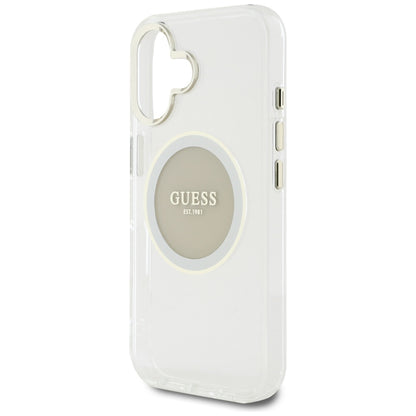 Capa MagSafe para Apple iPhone 16, Guess, IML Metal Colored Circle, Cinza