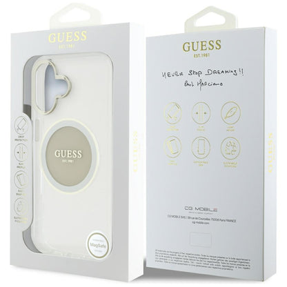 Capa MagSafe para Apple iPhone 16, Guess, IML Metal Colored Circle, Cinza