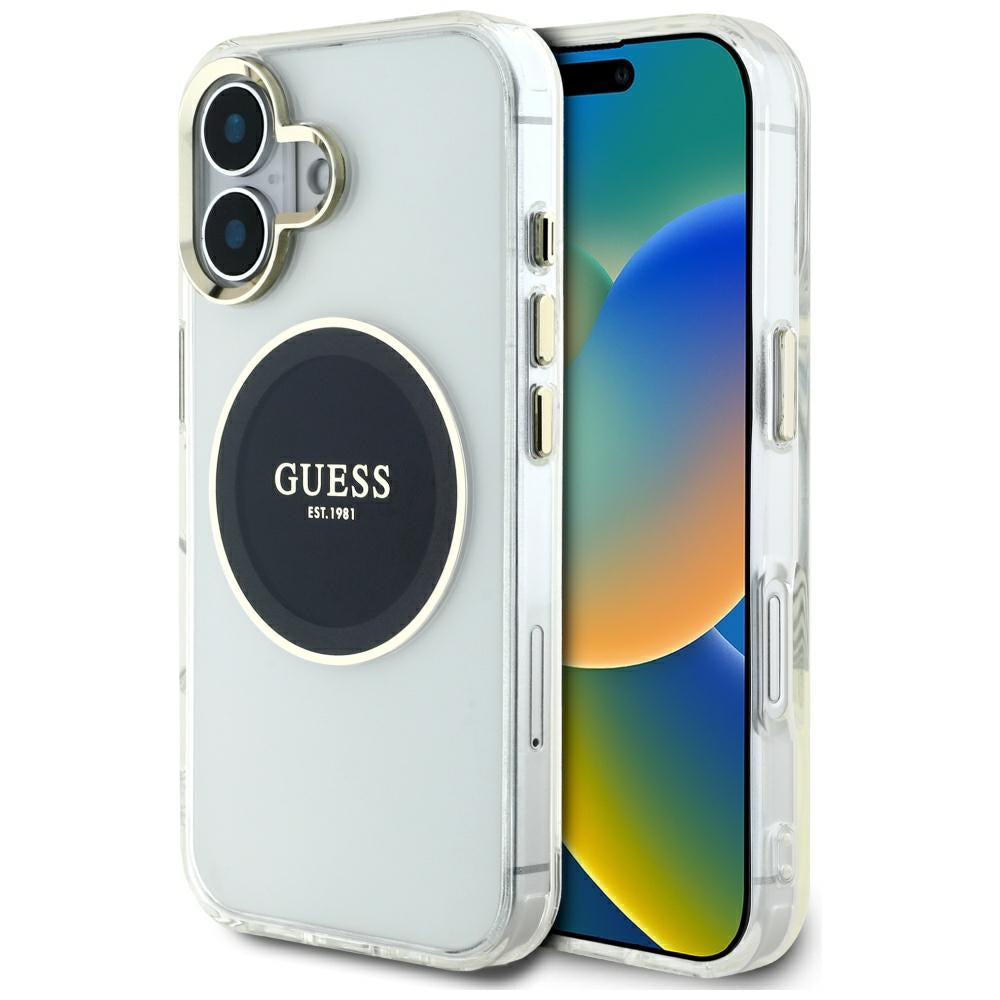 Capa MagSafe para Apple iPhone 16, Guess, IML Metal Colored Circle, Preta