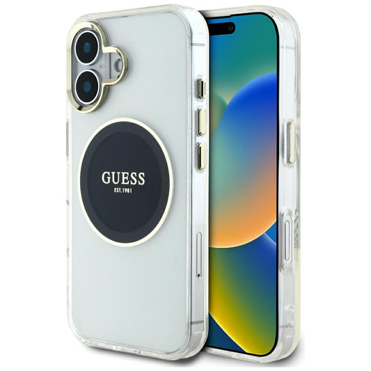 Capa MagSafe para Apple iPhone 16, Guess, IML Metal Colored Circle, Preta