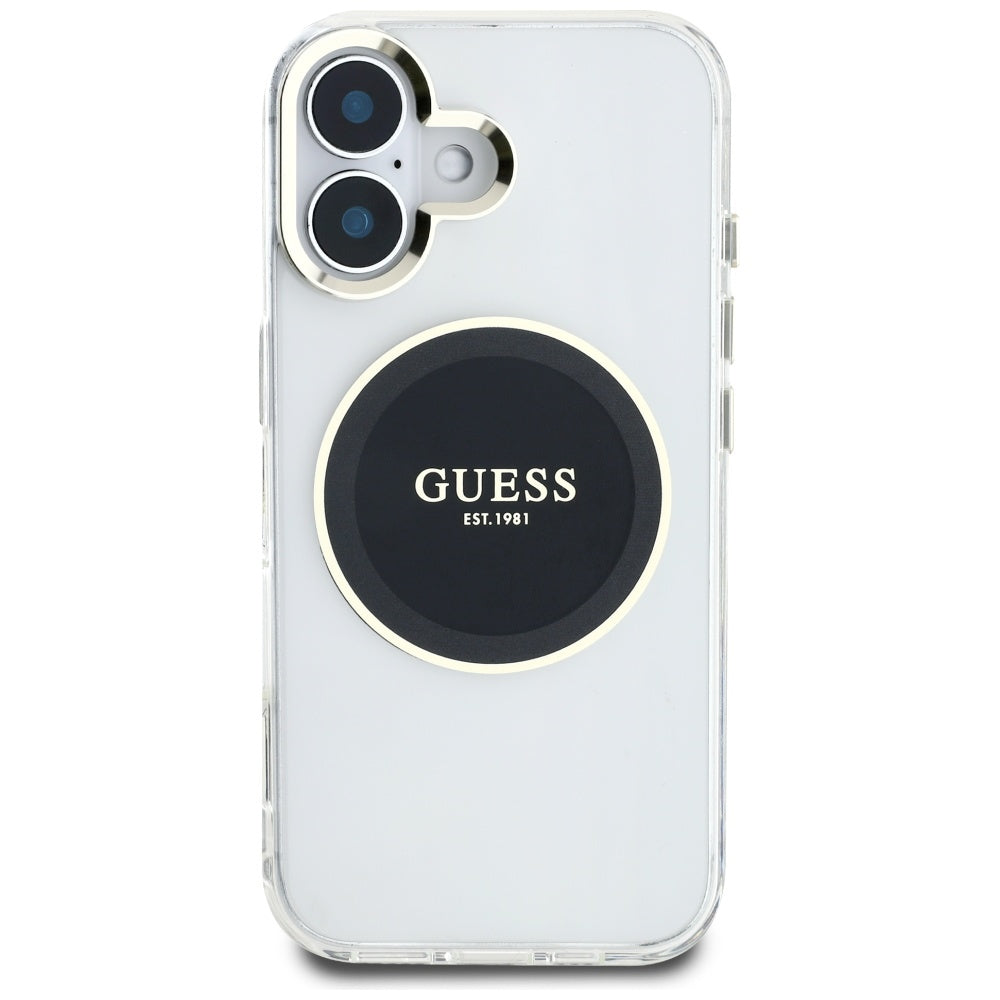 Capa MagSafe para Apple iPhone 16, Guess, IML Metal Colored Circle, Preta