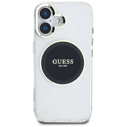 Capa MagSafe para Apple iPhone 16, Guess, IML Metal Colored Circle, Preta