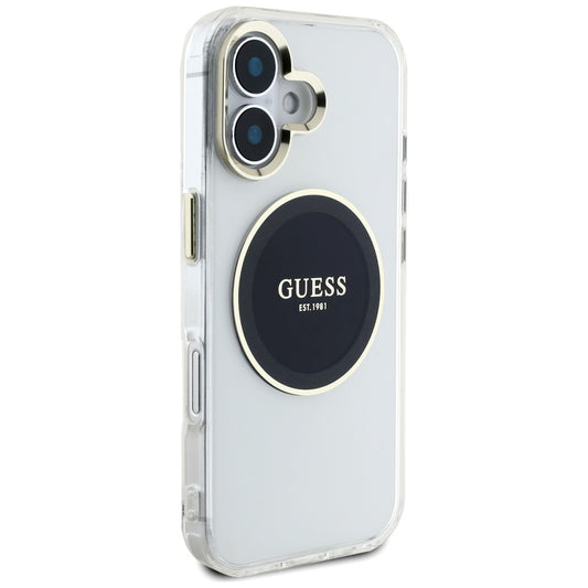 Capa MagSafe para Apple iPhone 16, Guess, IML Metal Colored Circle, Preta