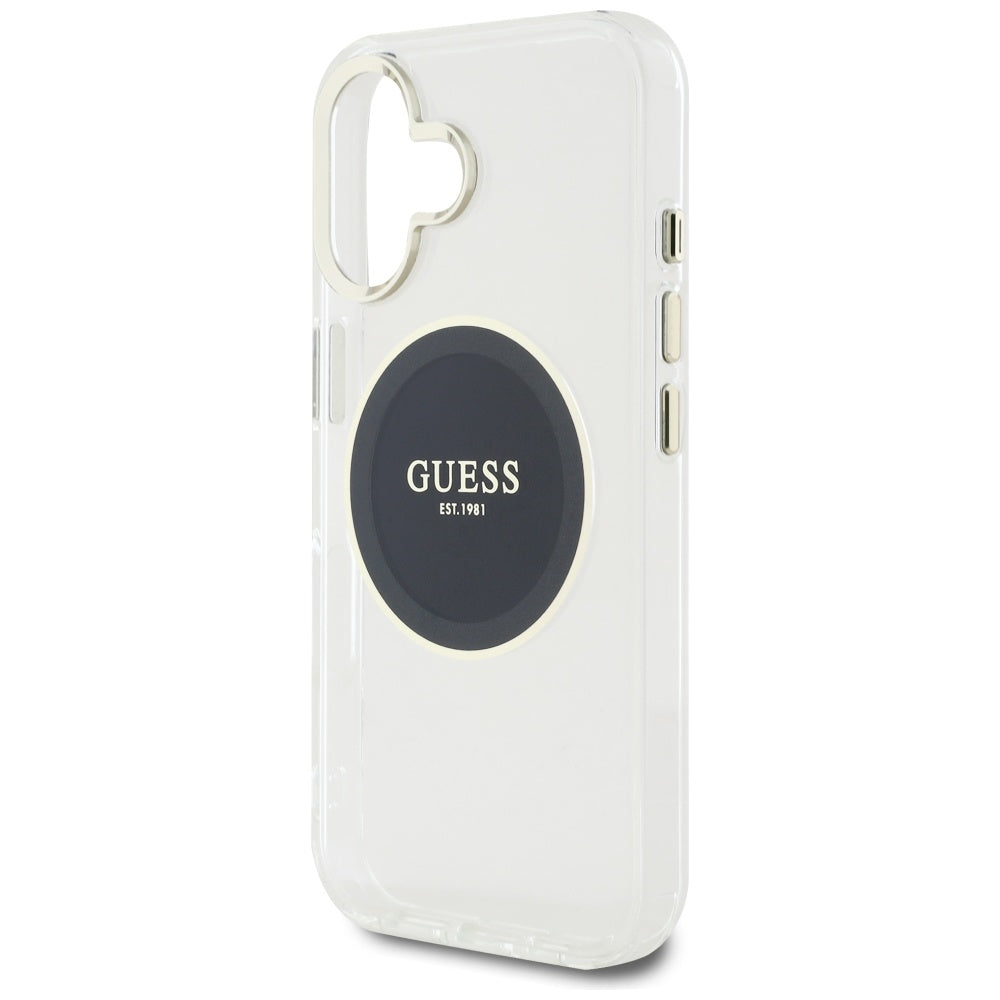 Capa MagSafe para Apple iPhone 16, Guess, IML Metal Colored Circle, Preta