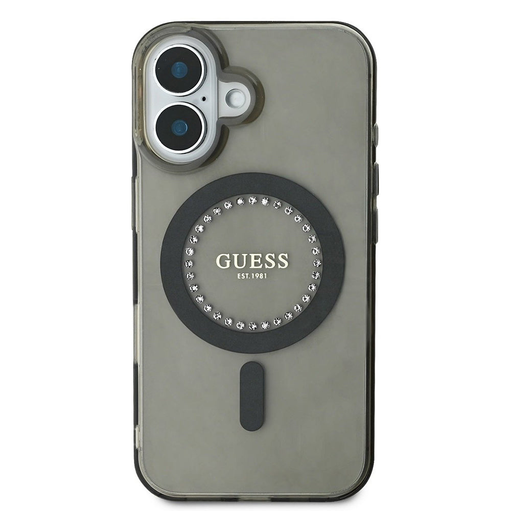 Capa MagSafe para Apple iPhone 16, Guess, IML Rhinestone, Preta