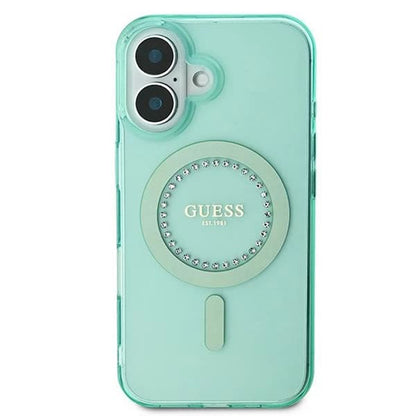 Capa MagSafe para Apple iPhone 16, Guess, IML Rhinestone, Verde