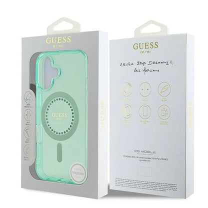 Capa MagSafe para Apple iPhone 16, Guess, IML Rhinestone, Verde