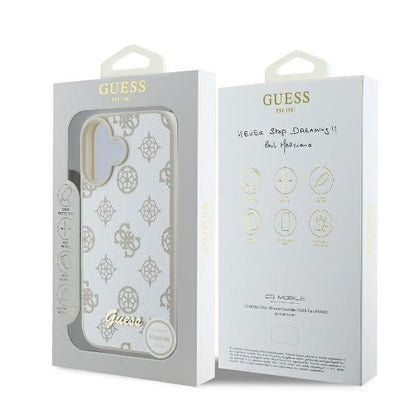 Capa MagSafe para Apple iPhone 16, Guess, Peony Script, Branca