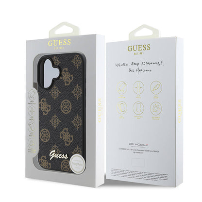 Capa MagSafe para Apple iPhone 16, Guess, Peony Script, Preta
