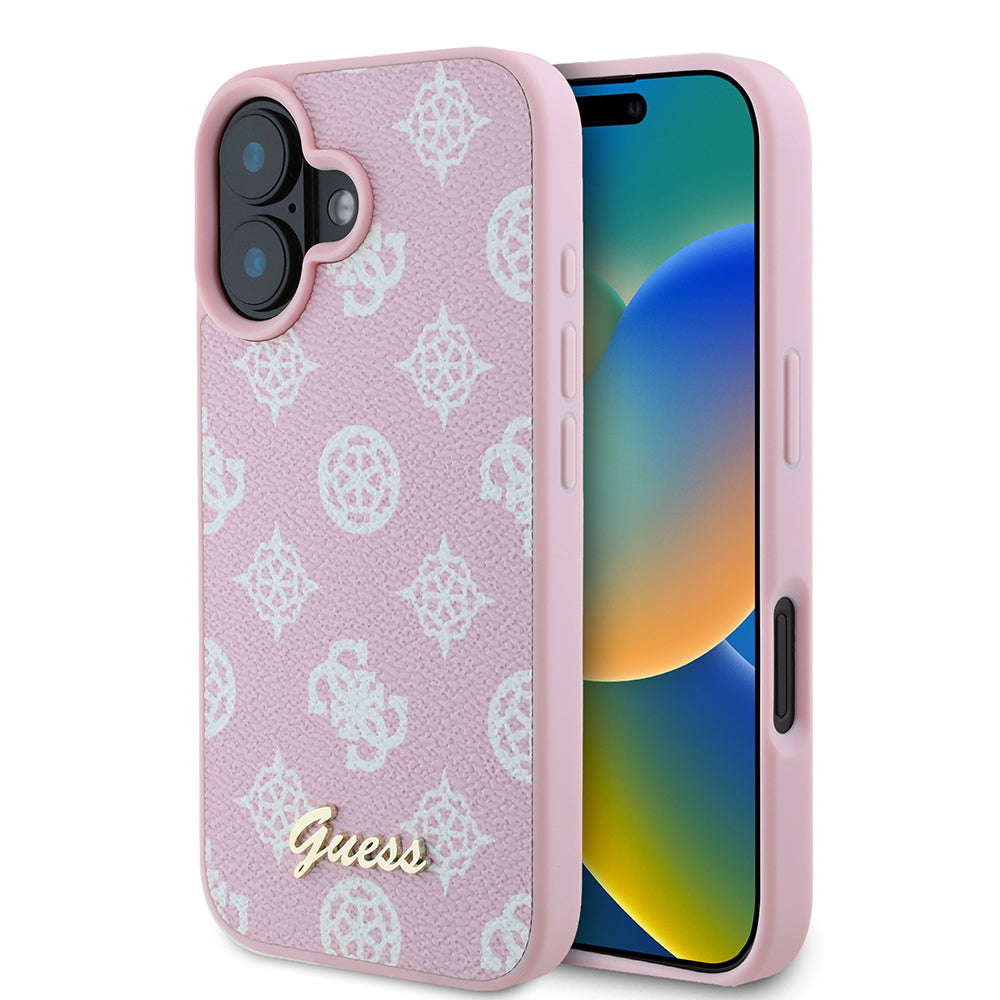 Capa MagSafe para Apple iPhone 16, Guess, Peony Script, Rosa