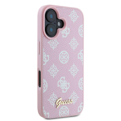 Capa MagSafe para Apple iPhone 16, Guess, Peony Script, Rosa
