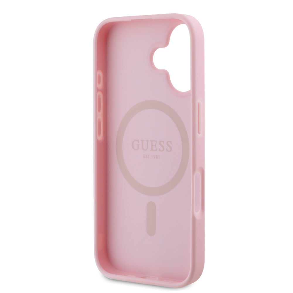 Capa MagSafe para Apple iPhone 16, Guess, Peony Script, Rosa