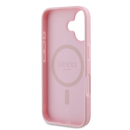 Capa MagSafe para Apple iPhone 16, Guess, Peony Script, Rosa