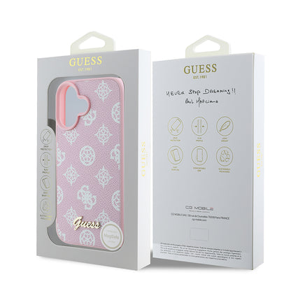 Capa MagSafe para Apple iPhone 16, Guess, Peony Script, Rosa
