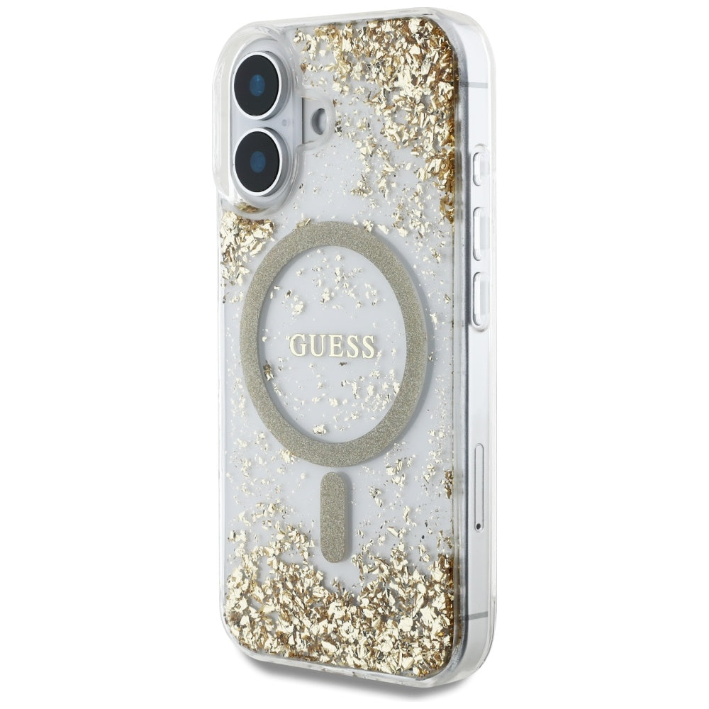Capa MagSafe para Apple iPhone 16, Guess, Resin Bottom Glitter, Dourada