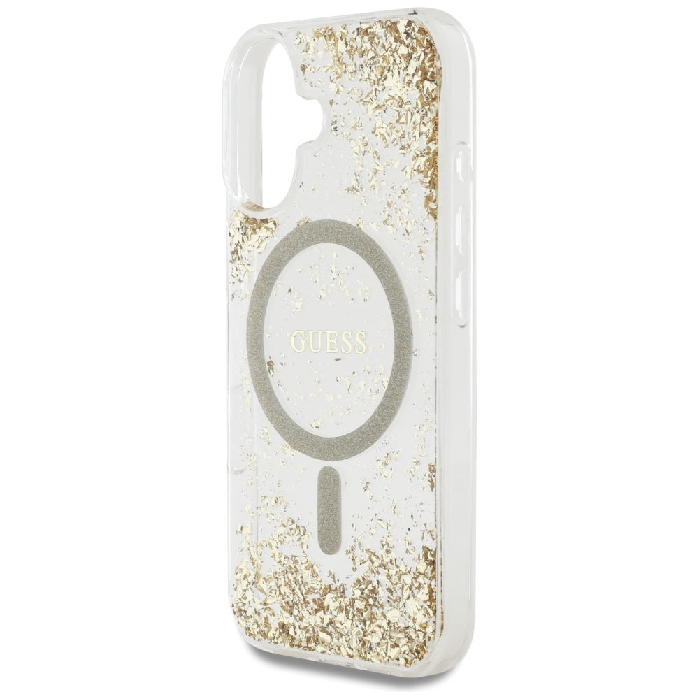 Capa MagSafe para Apple iPhone 16, Guess, Resin Bottom Glitter, Dourada