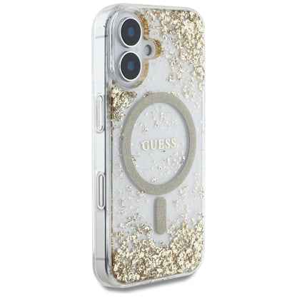 Capa MagSafe para Apple iPhone 16, Guess, Resin Bottom Glitter, Dourada