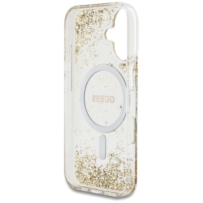 Capa MagSafe para Apple iPhone 16, Guess, Resin Bottom Glitter, Dourada