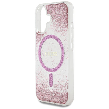 Capa MagSafe para Apple iPhone 16, Guess, Resin Bottom Glitter, Rosa