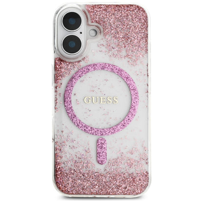 Capa MagSafe para Apple iPhone 16, Guess, Resin Bottom Glitter, Rosa