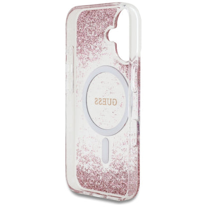 Capa MagSafe para Apple iPhone 16, Guess, Resin Bottom Glitter, Rosa