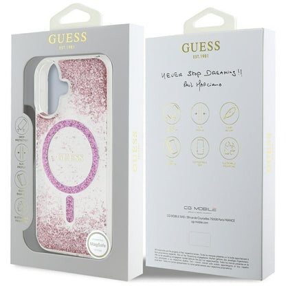 Capa MagSafe para Apple iPhone 16, Guess, Resin Bottom Glitter, Rosa