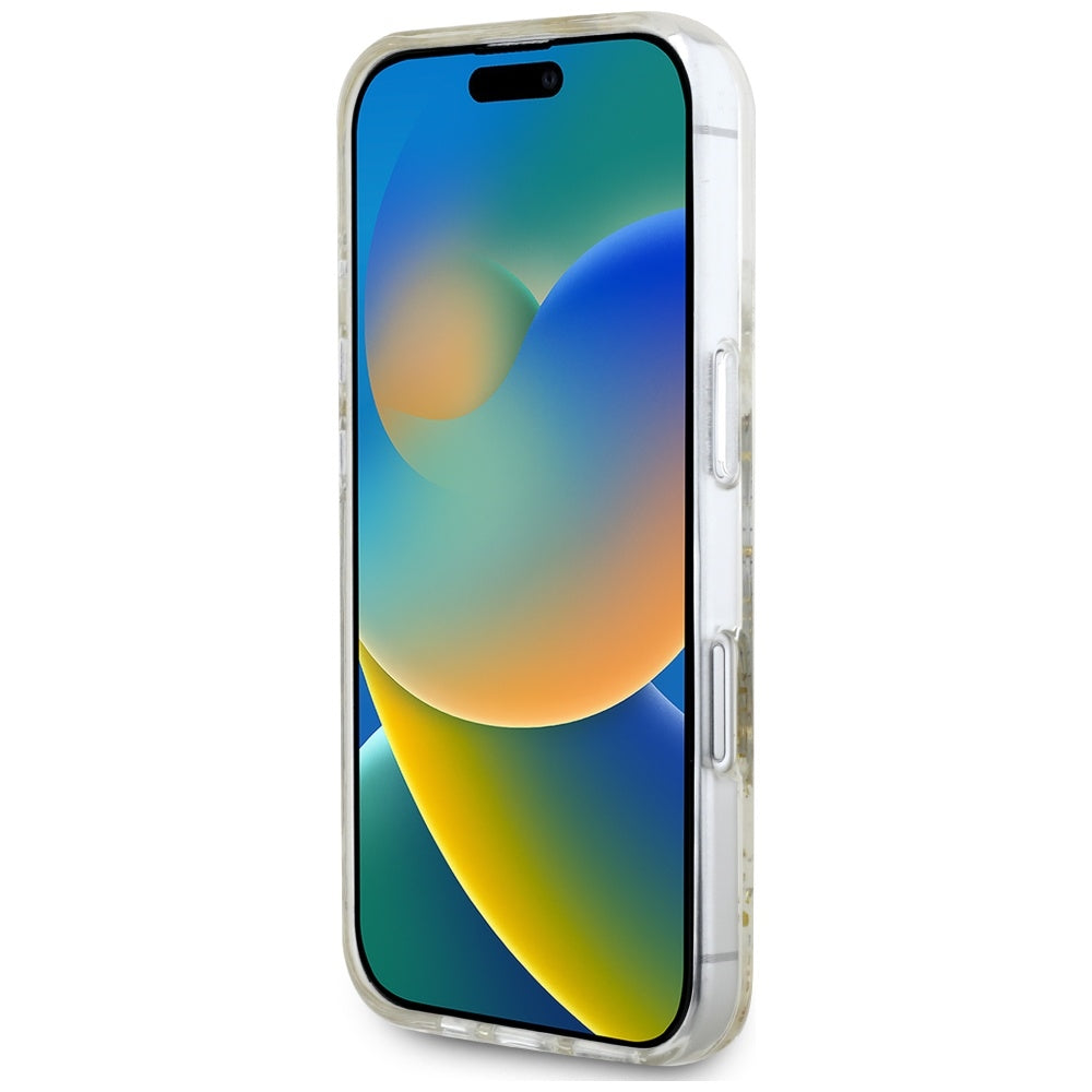 Capa MagSafe para Apple iPhone 16, Guess, Resin Flowers and Glitter, Bege