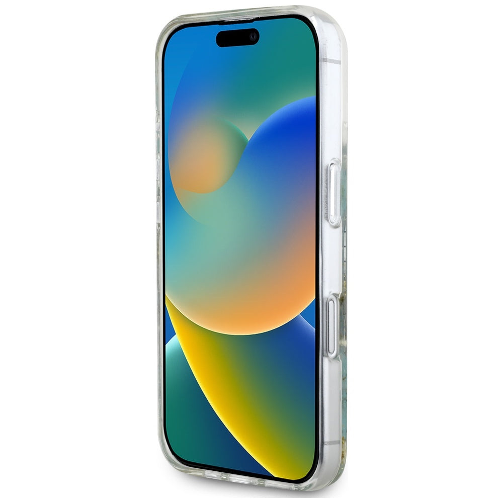 Capa MagSafe para Apple iPhone 16, Guess, Flores de Resina e Glitter, Turquesa