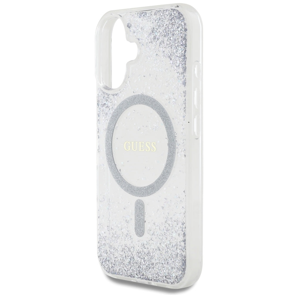 Capa MagSafe para Apple iPhone 16, Guess, Resin Gradient Glitter, Prateada