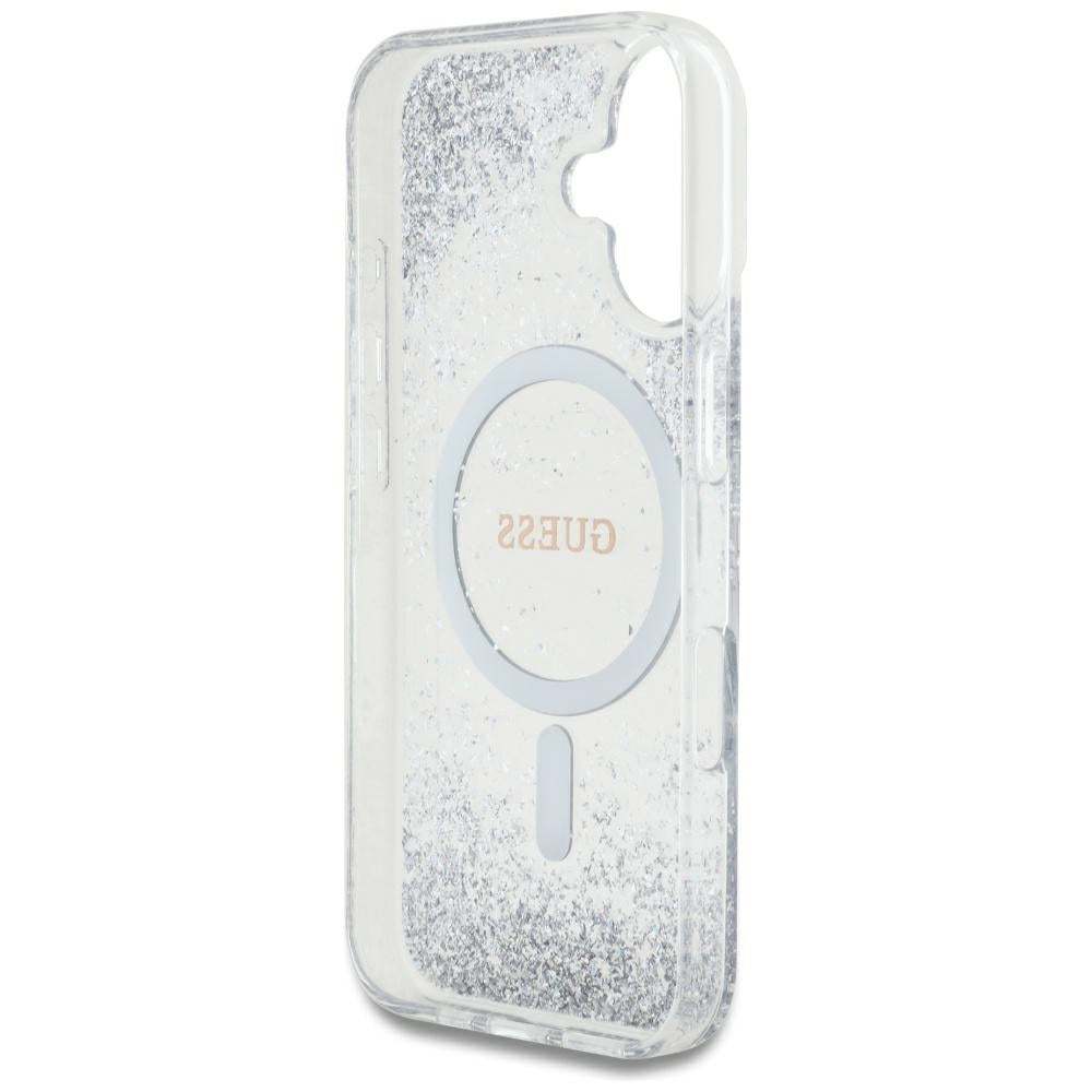 Capa MagSafe para Apple iPhone 16, Guess, Resin Gradient Glitter, Prateada