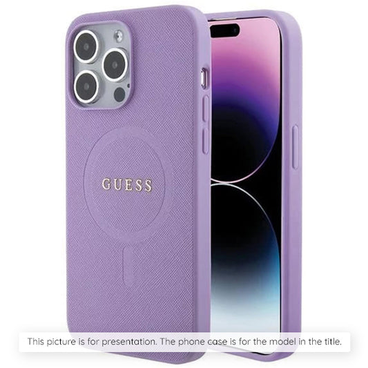 Capa MagSafe para Apple iPhone 16, Guess, Saffiano, Roxo