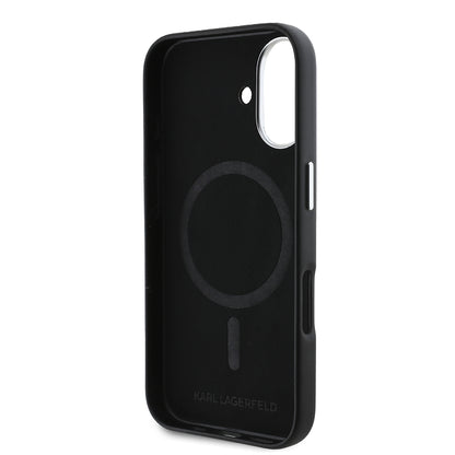 Capa MagSafe para Apple iPhone 16, Karl Lagerfeld, FW Metal Plate, Preta