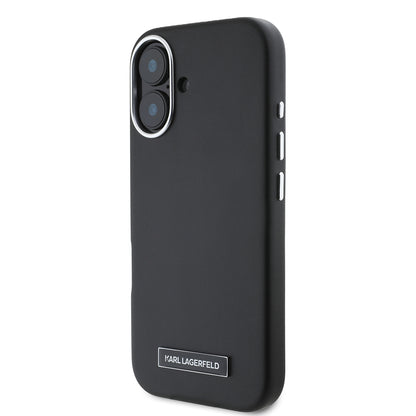 Capa MagSafe para Apple iPhone 16, Karl Lagerfeld, FW Metal Plate, Preta