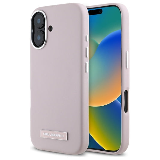 Capa MagSafe para Apple iPhone 16, Karl Lagerfeld, FW Metal Plate, Rosa