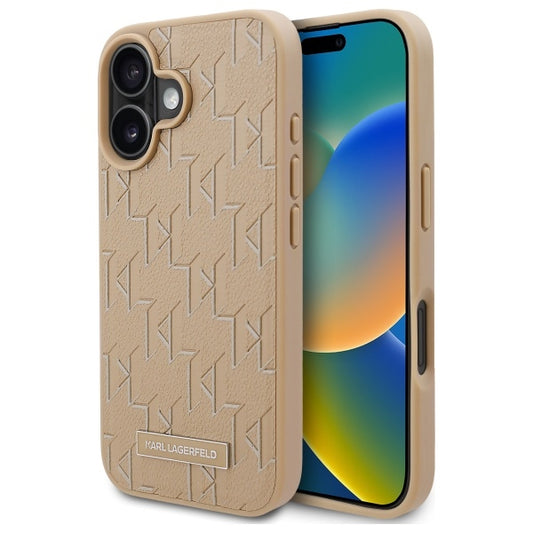 Capa MagSafe para Apple iPhone 16, Karl Lagerfeld, Hot Stamp, Bege