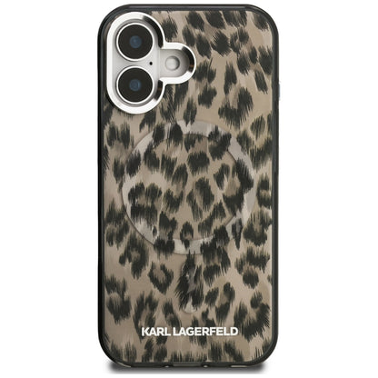 MagSafe Case for Apple iPhone 16, Karl Lagerfeld, IML Leopard Pattern, Brown