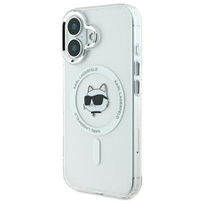 Capa MagSafe para Apple iPhone 16, Karl Lagerfeld, IML Metal Choupette's Head, Branca