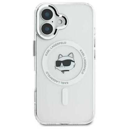 Capa MagSafe para Apple iPhone 16, Karl Lagerfeld, IML Metal Choupette's Head, Branca