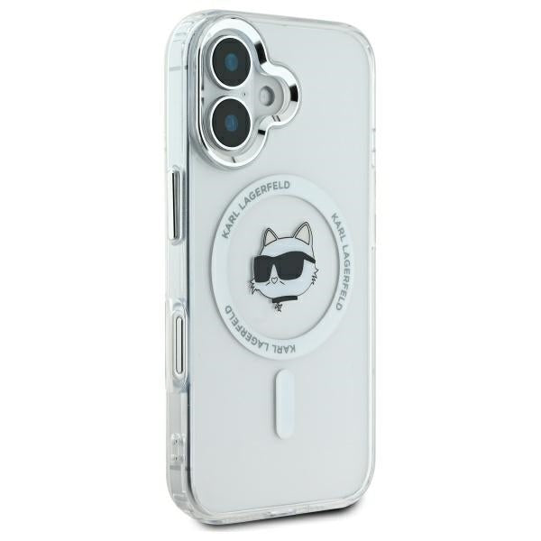 Capa MagSafe para Apple iPhone 16, Karl Lagerfeld, IML Metal Choupette's Head, Branca