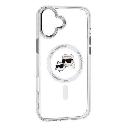 Capa MagSafe para Apple iPhone 16, Karl Lagerfeld, IML Metal Karl & Choupette's Heads, Branca