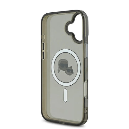 Capa MagSafe para Apple iPhone 16, Karl Lagerfeld, IML Metal Karl & Choupette's Heads, Preta
