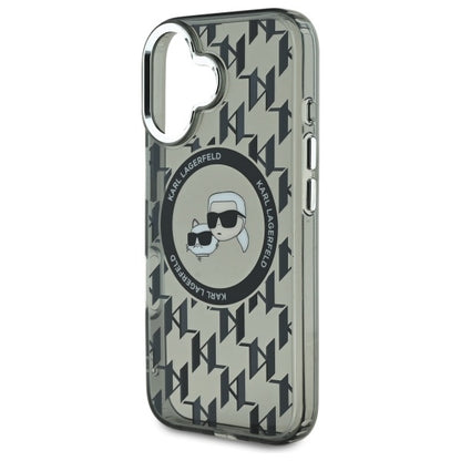 Capa MagSafe para Apple iPhone 16, Karl Lagerfeld, IML Monogram Karl & Choupette's Heads, Preta.