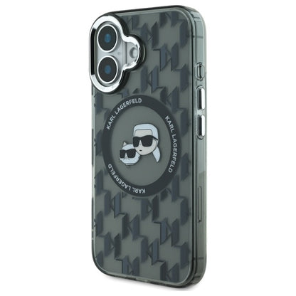 Capa MagSafe para Apple iPhone 16, Karl Lagerfeld, IML Monogram Karl & Choupette's Heads, Preta.