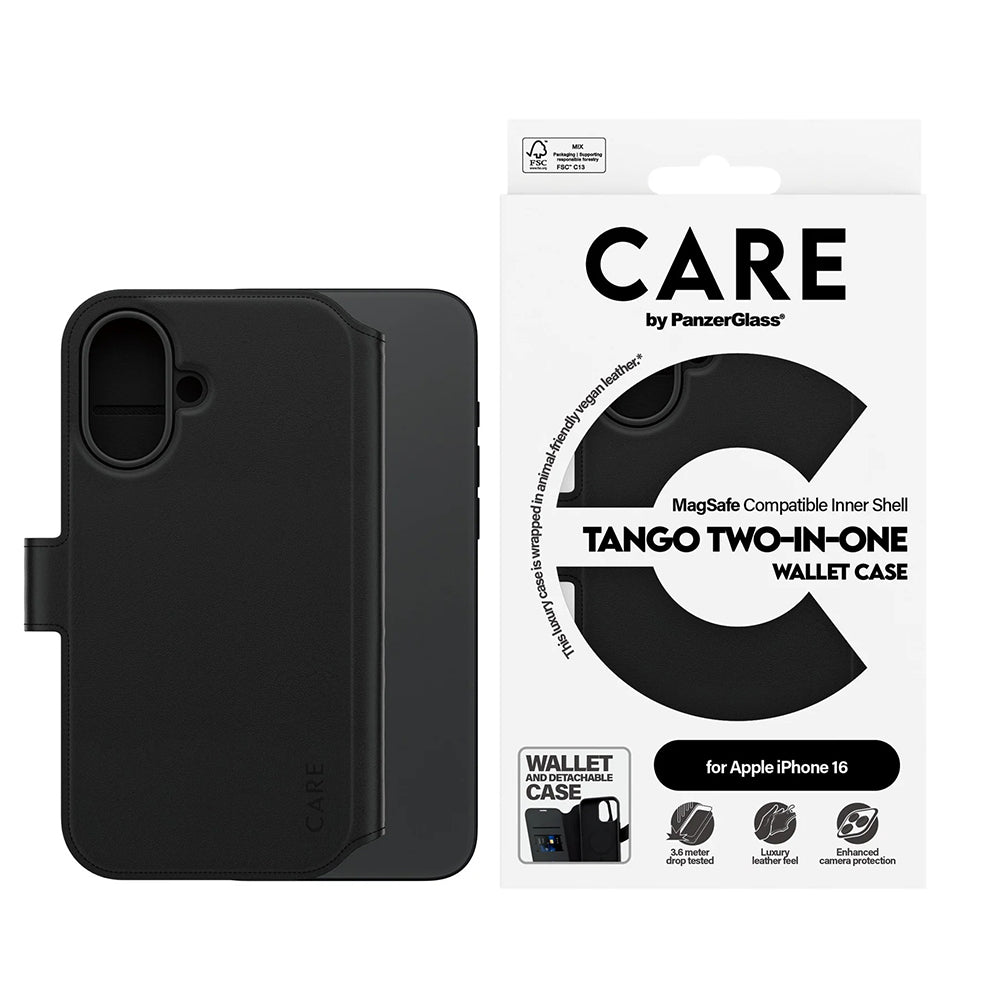 Capa MagSafe para Apple iPhone 16, PanzerGlass, Care Feature Tango Two-in-One, Preta