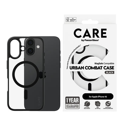 Capa MagSafe para Apple iPhone 16, PanzerGlass, Care Urban Combat, Preta Transparente