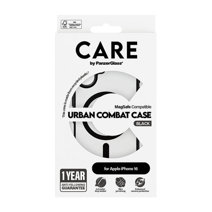Capa MagSafe para Apple iPhone 16, PanzerGlass, Care Urban Combat, Preta Transparente