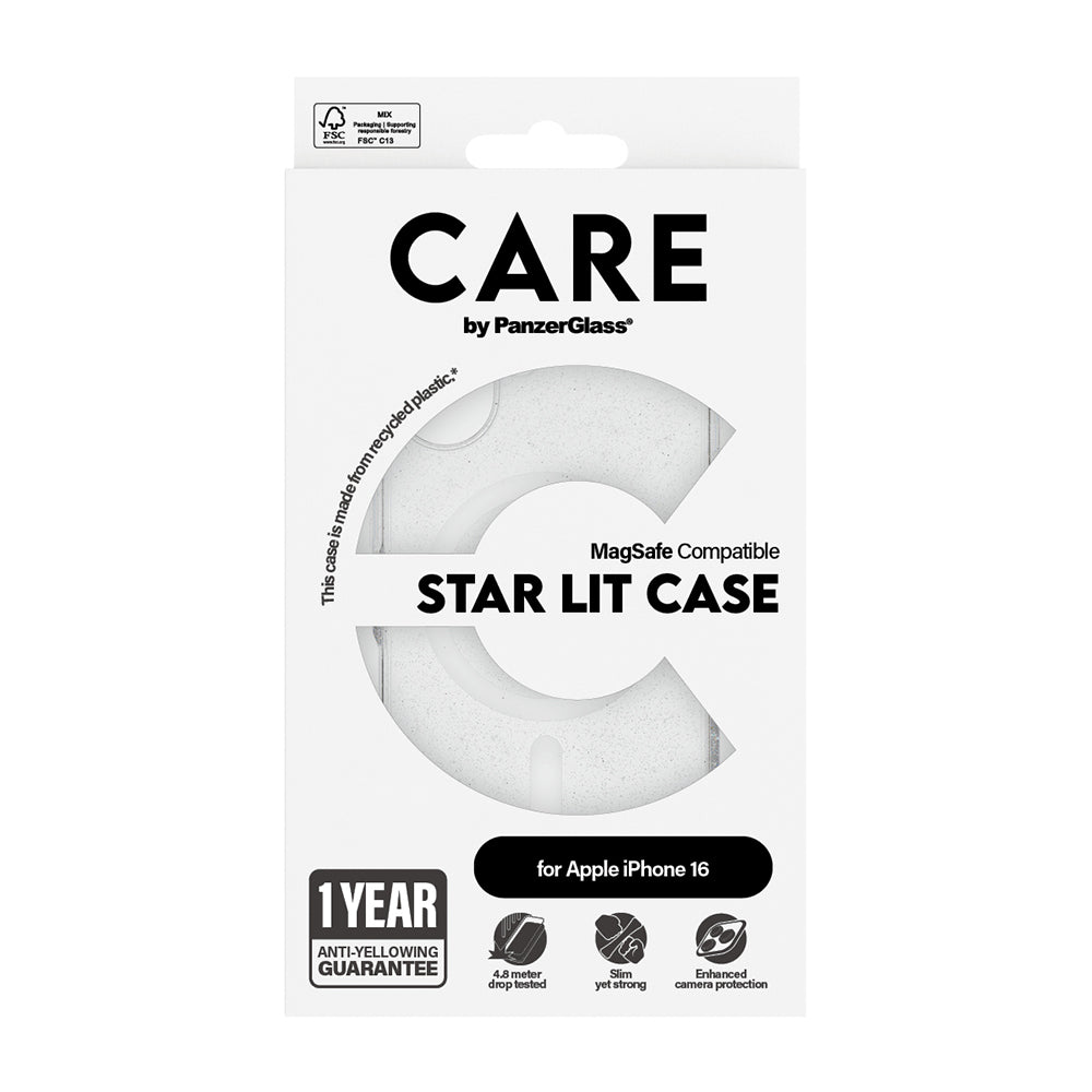 Capa MagSafe para Apple iPhone 16, PanzerGlass, Care Urban Combat Star Lit, Transparente Branca