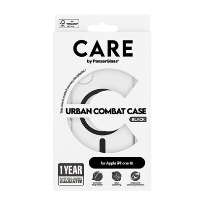 Capa MagSafe para Apple iPhone 16, PanzerGlass, Care Urban Combat, Transparente Negra